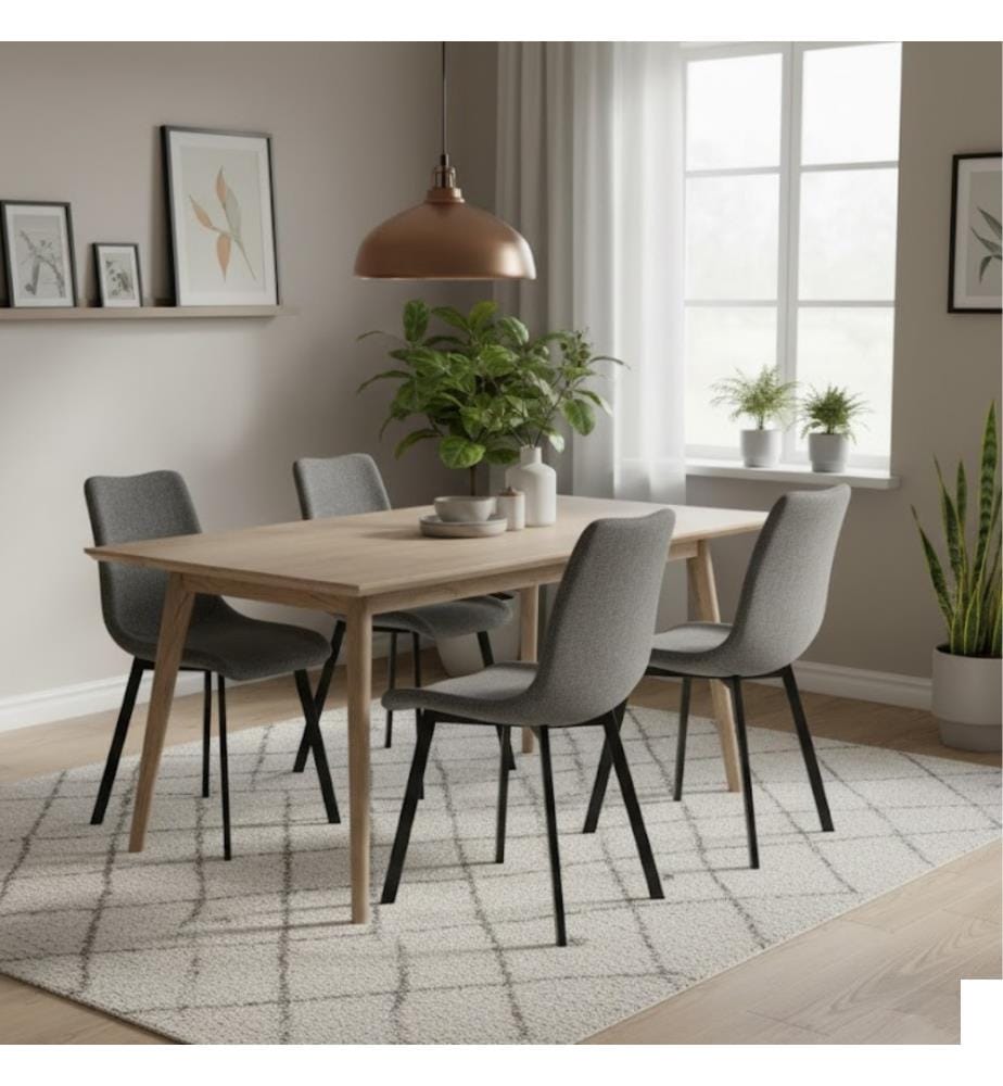 Lot de 4 chaises en tissu Iris 56x45x86 cm - Gris et noir