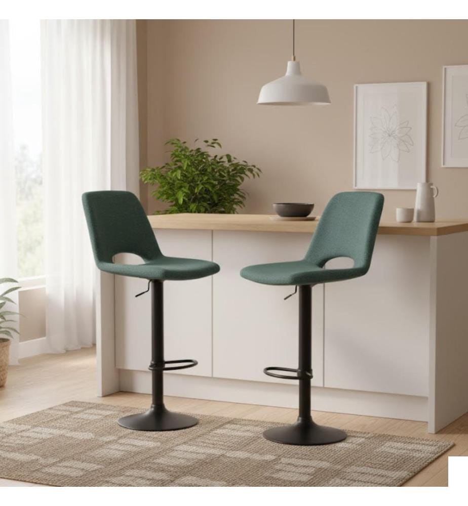 Lot de 2 tabourets en tissu Alex 52x45x89/104 cm - Aquamarine et noir