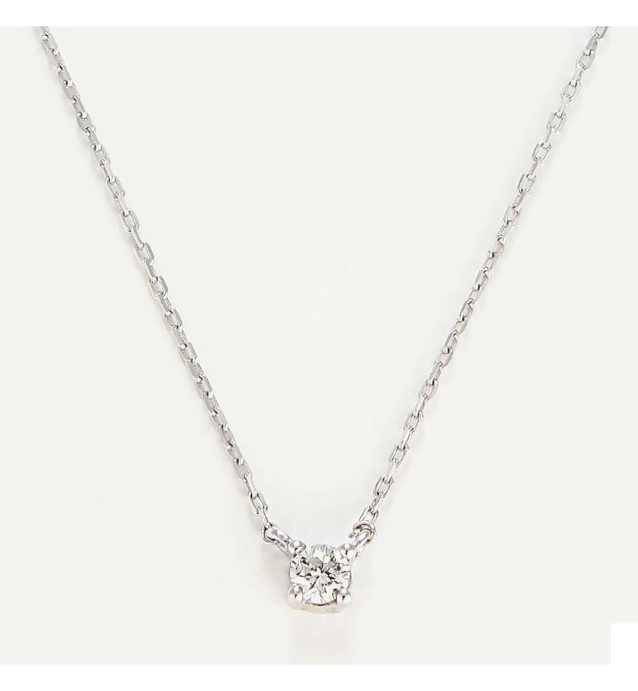 Collier Solitaire - Or Blanc 375/1000