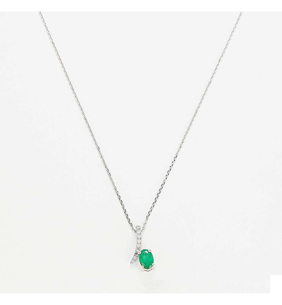 Pendentif Belle Émeraude - Or Blanc 375/1000