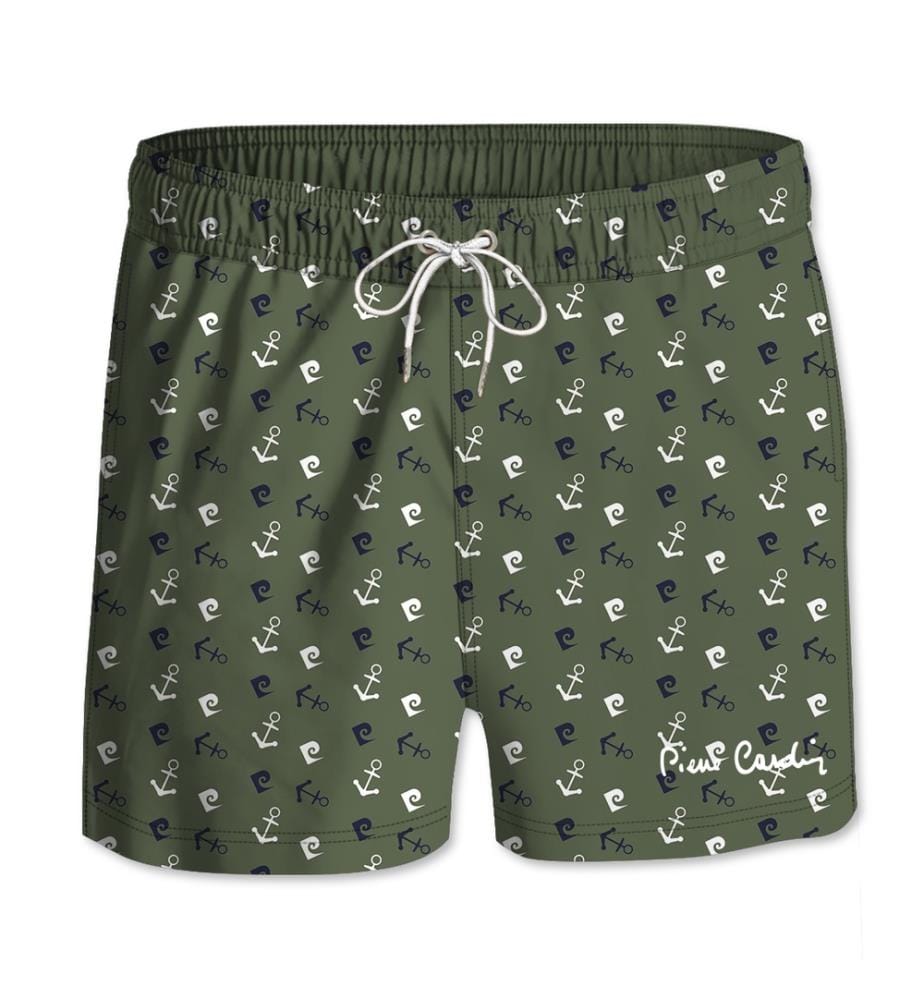Boardshort avec ceinture tout élastiquée Basic- Kaki et Blanc