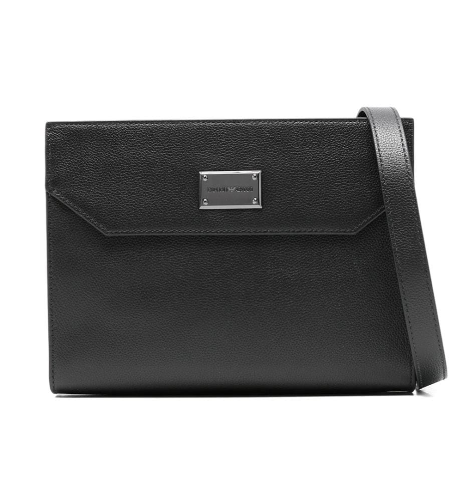 Sacoche en cuir Logo-Plaque - Noir