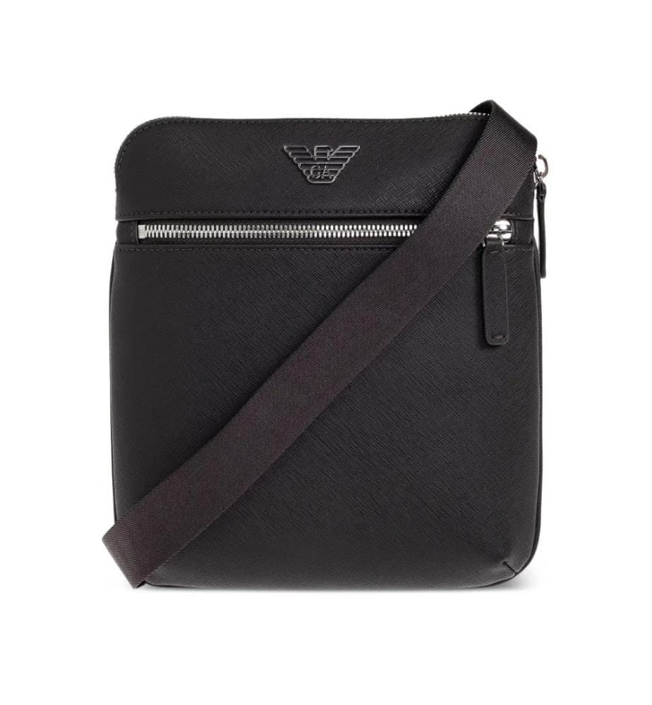 Sac à bandoulière zippé avec logo - Noir