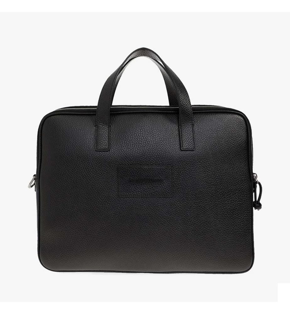 Porte-documents en cuir de vache gaufré - Noir