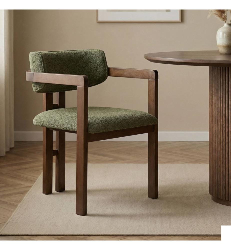 Chaise - Vert / Noyer Foncé