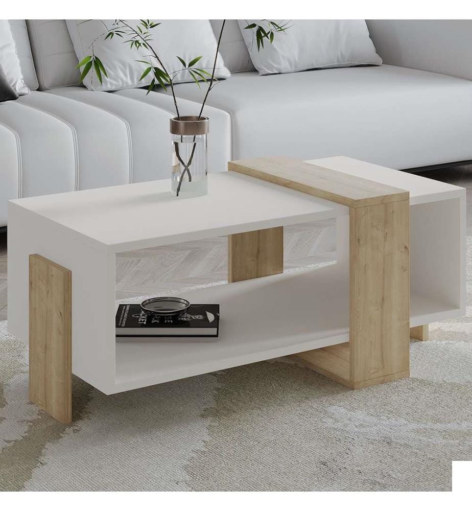 Table basse - Blanc / Chêne Saphir
