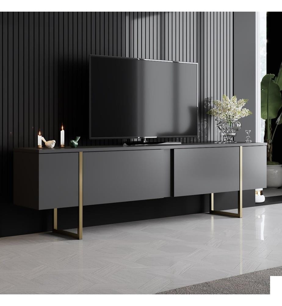 Meuble TV - Anthracite / Or