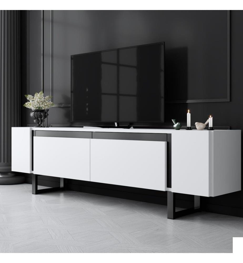Meuble TV - Blanc / Noir