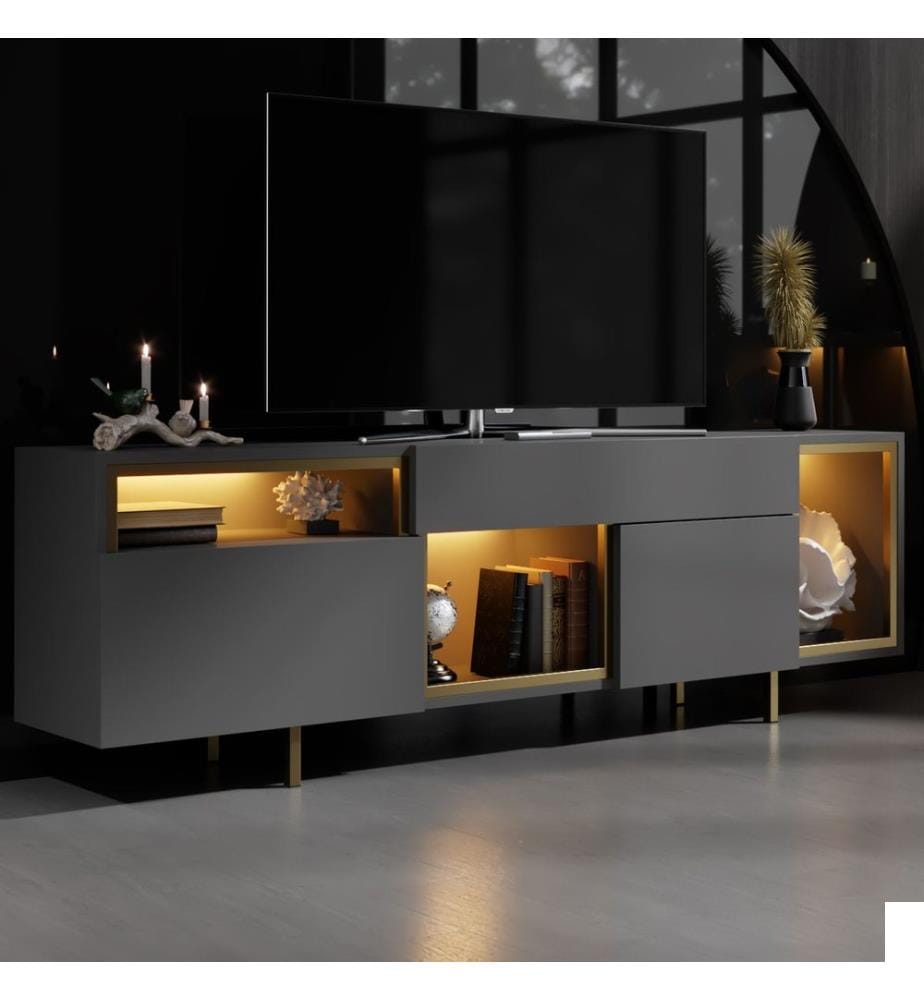 Meuble TV - Anthracite / Or