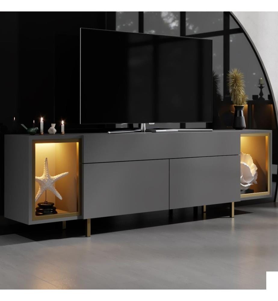 Meuble TV - Anthracite / Or