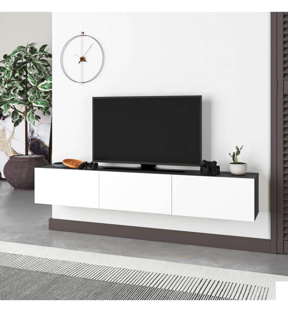 Meuble TV - Anthracite / Blanc