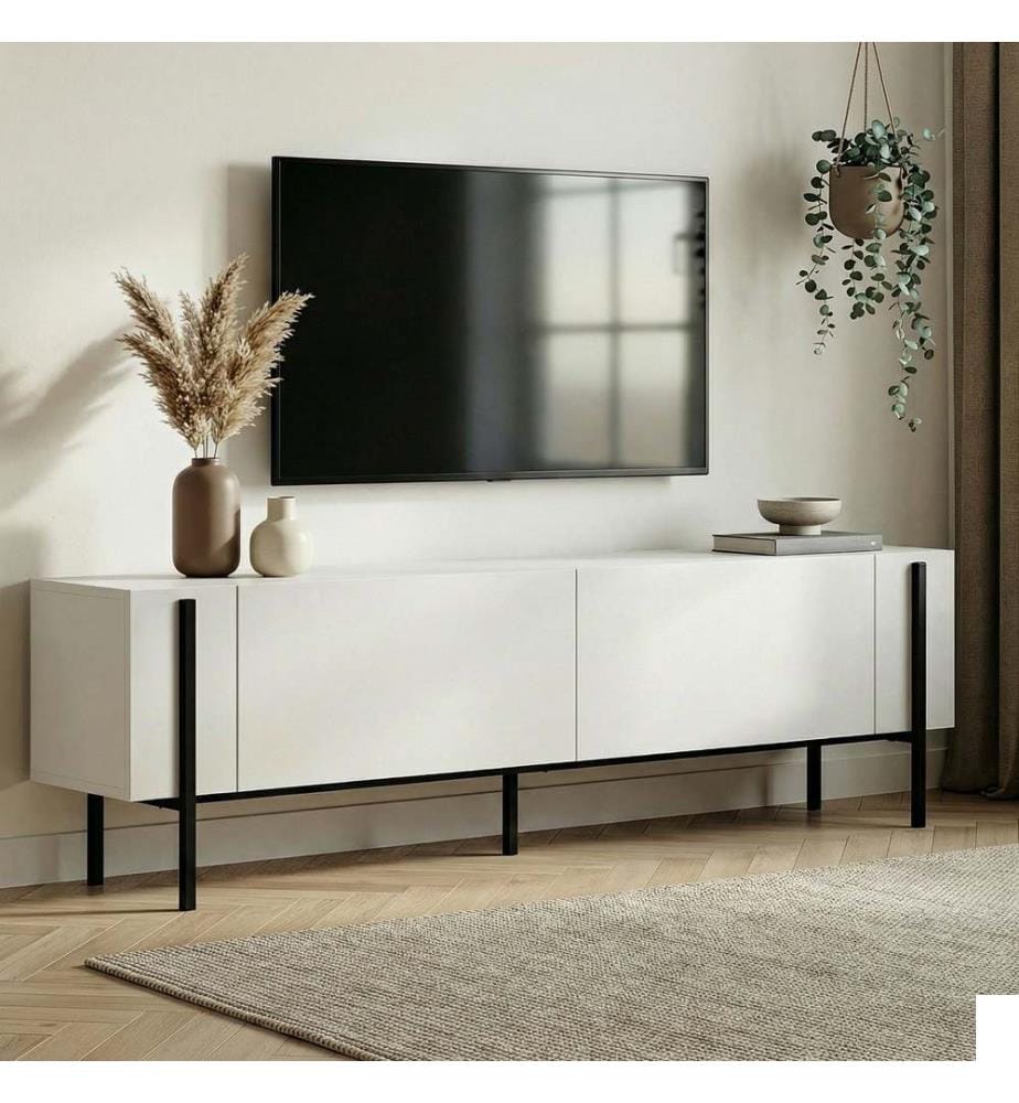 Meuble TV - Blanc / Noir