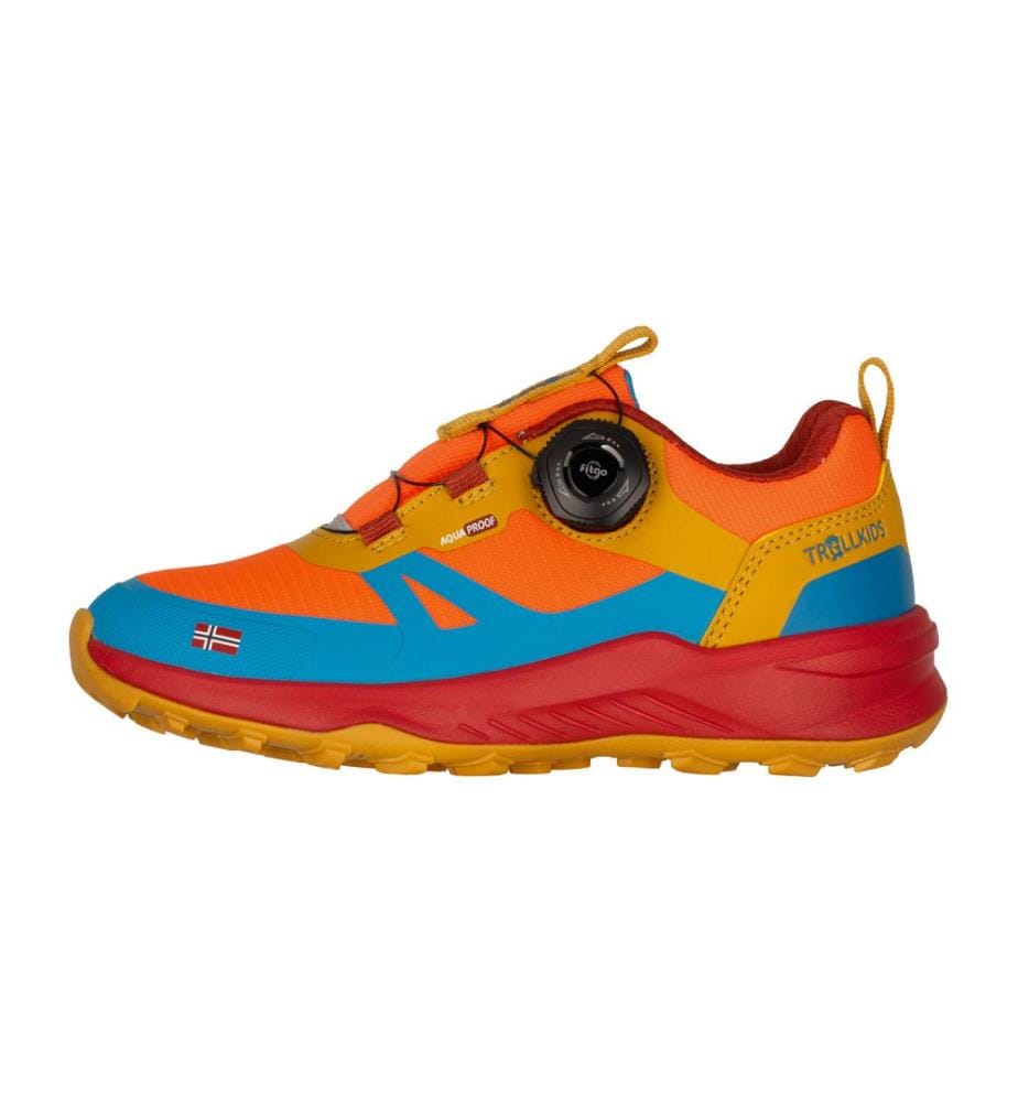Trollfjord Hiker Shoes Low XT - argile rouge et bleu dynamique et moutarde