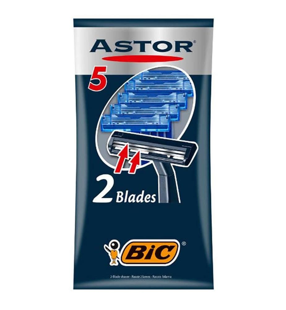 20 rasoirs pour homme Astor, 5 pièces  Bleu  2 lames