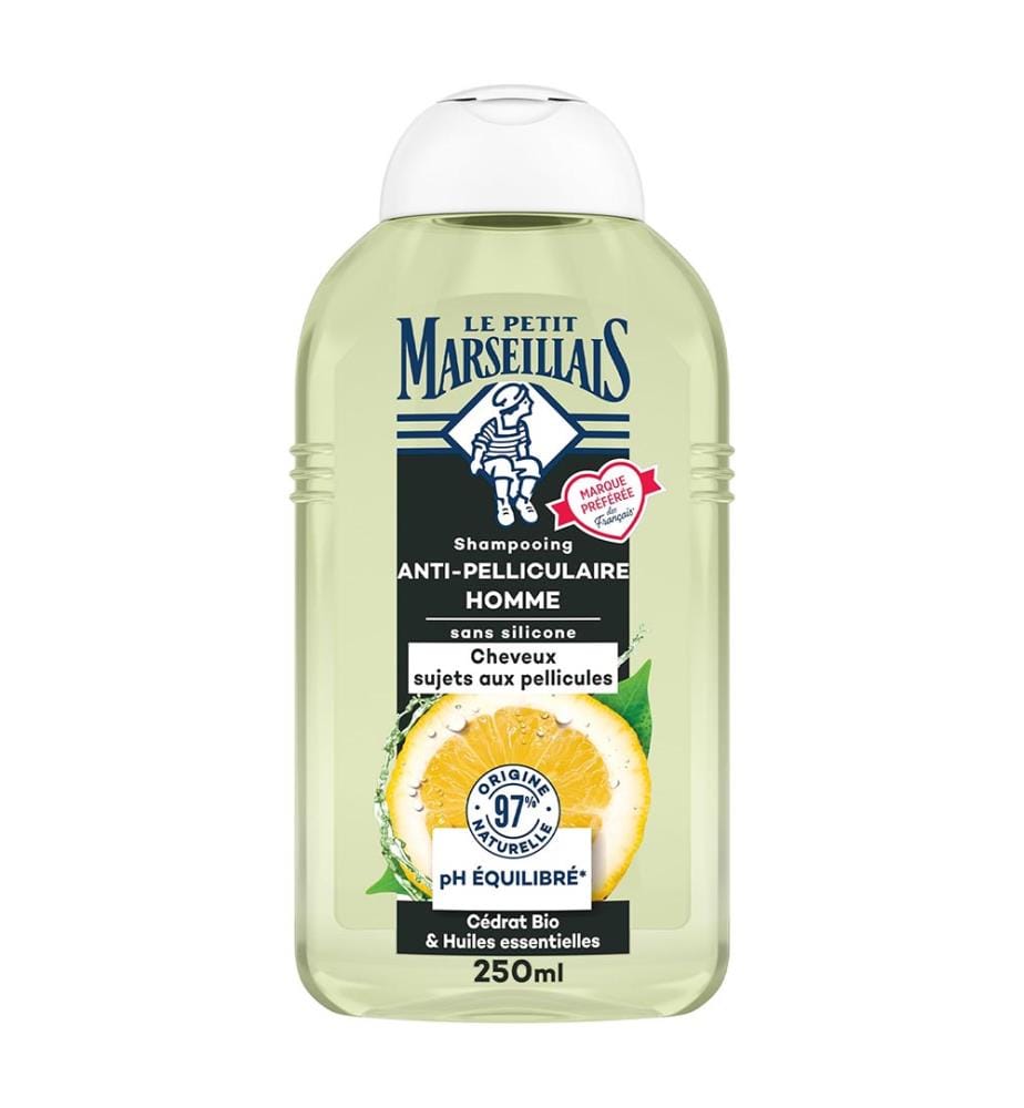 12 shampoings liquides anti-pelliculaires pour hommes, 250 ml  Zédrat bio et huiles essentielles