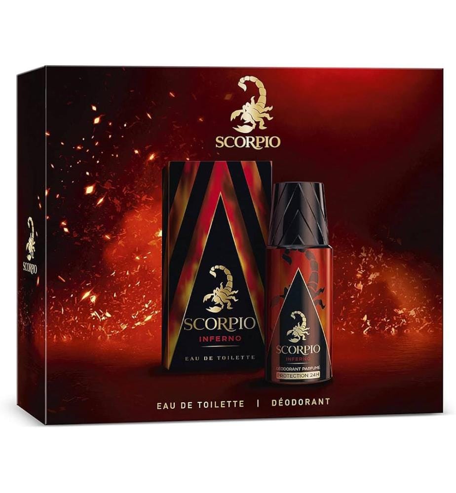 Coffret Scorpio Mix Inferno (12 pièces)  Eau de toilette 75 ml + déodorant 150 ml + gel douche 250 ml