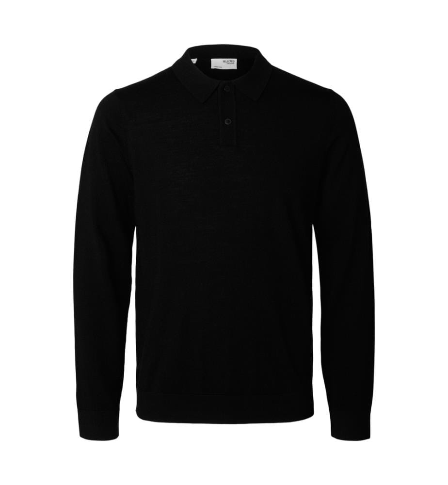 Polo en maille mérinos - Noir