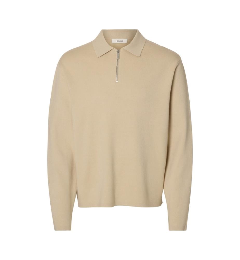 Polo demi-zip - Beige avoine