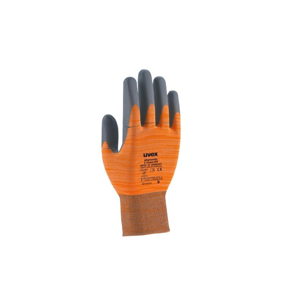 uvex Gants de montage Phynomic x-foam, 7, gris/orange, 10 pièces