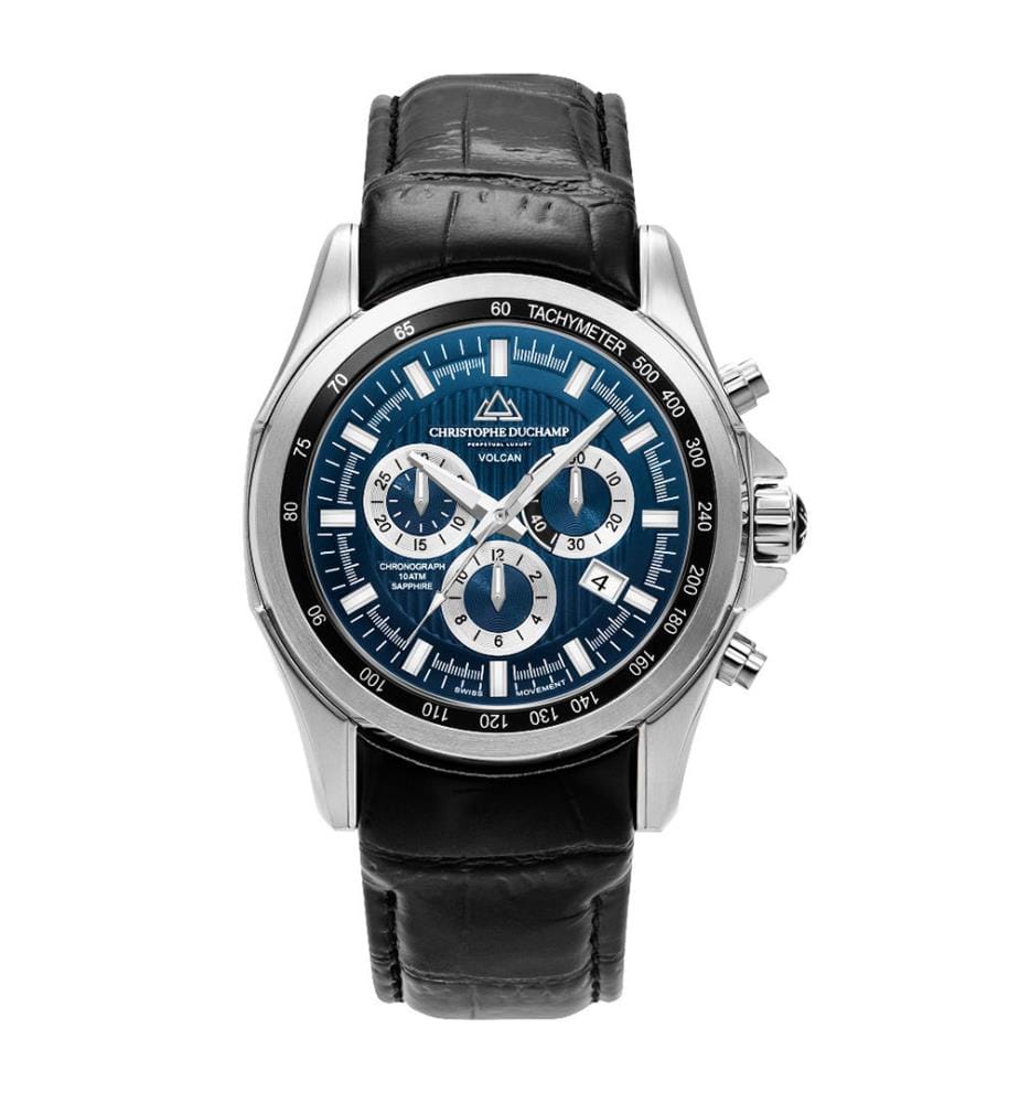 Montre à Quartz Volcan - Argent & Noir - 44 mm