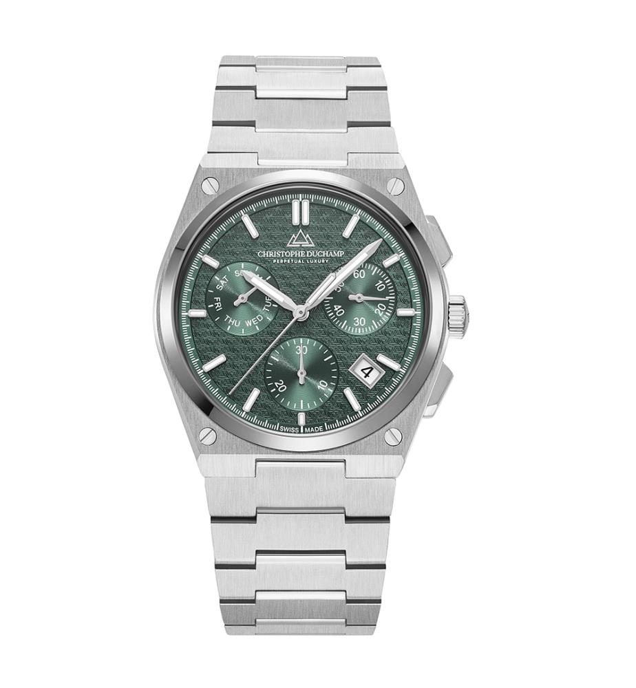Montre à Quartz Attitude Chrono - Argent & Vert - 42 mm