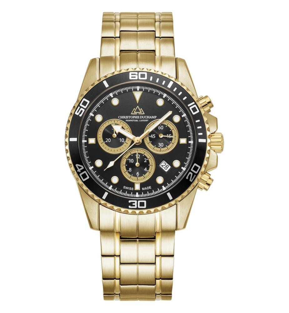 Montre à Quartz Marine Chrono II - Or & Noir - 42 mm