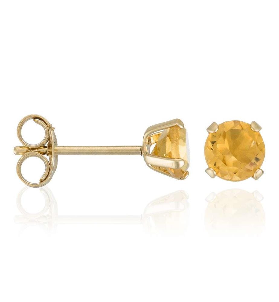Boucles d'Oreilles Puce Citrine 4mm - Or Jaune 375/1000