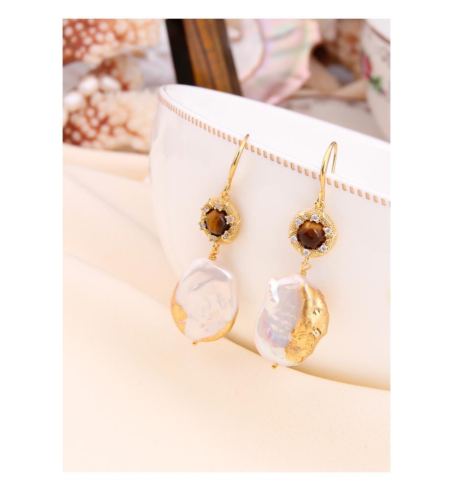 Boucles doreilles en zircon et perles
