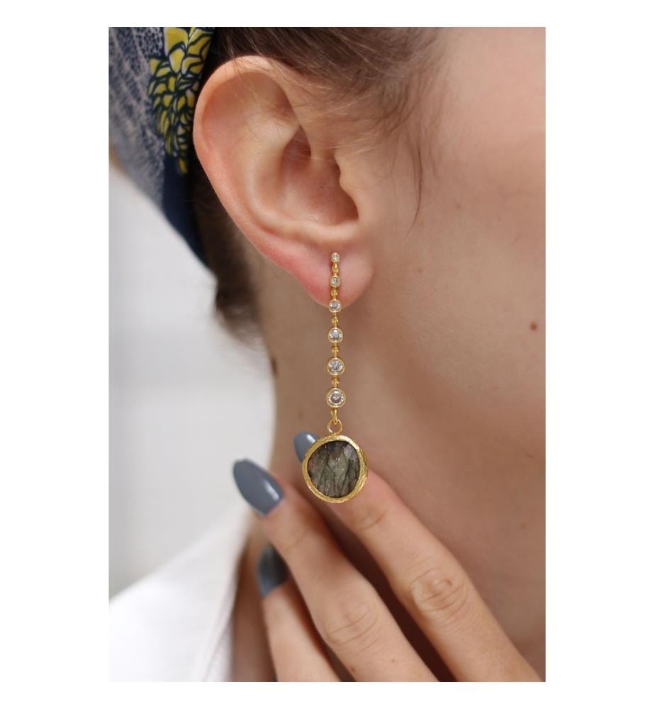 Boucles d'Oreilles Labradorite - Gris
