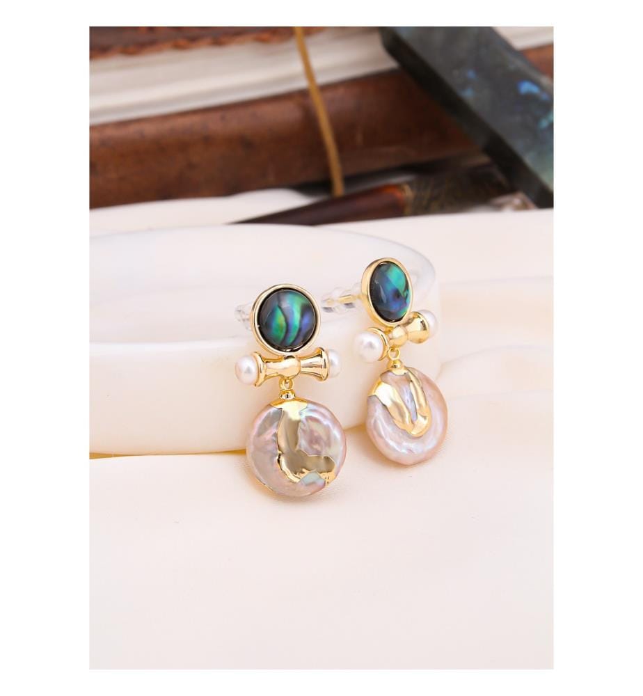Boucles d'Oreilles Nacre et Perles - Multicolore