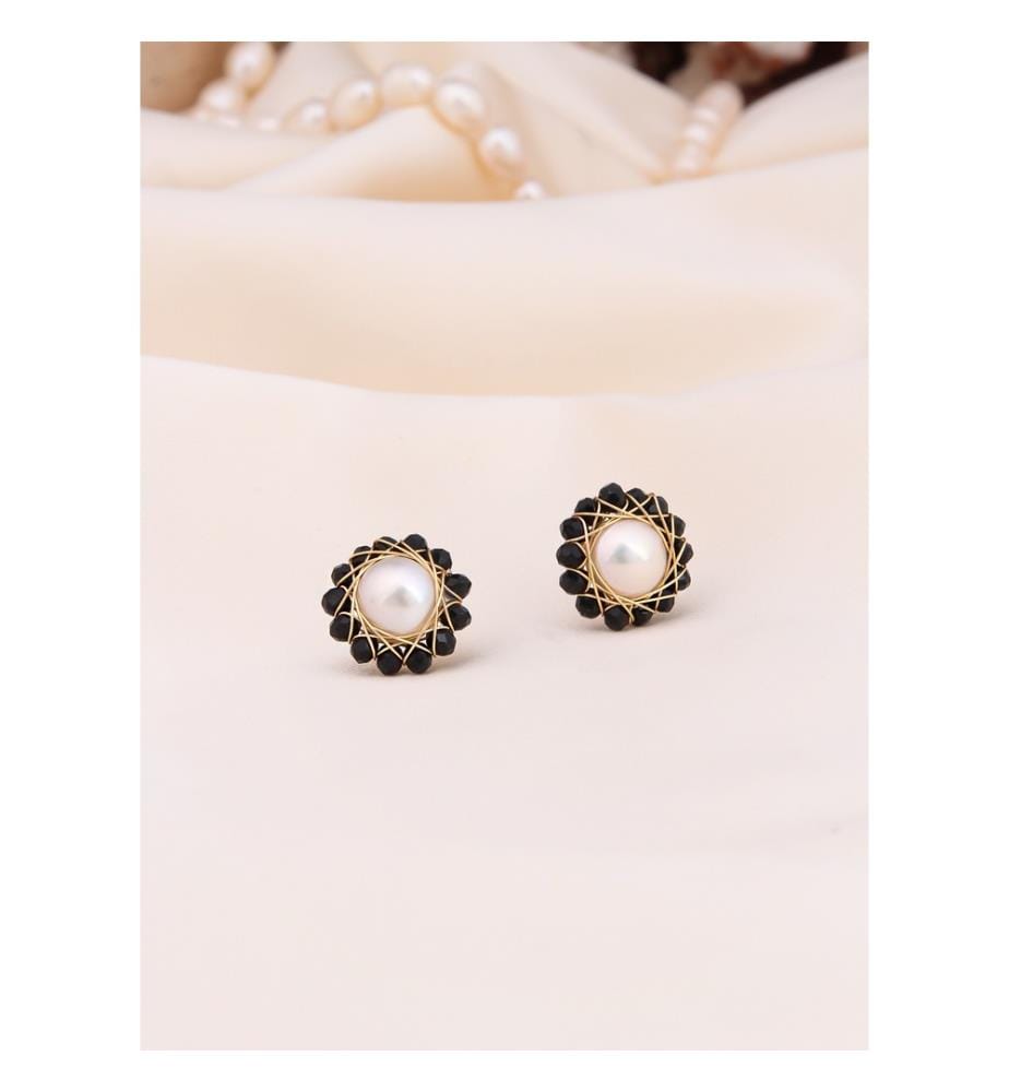 Boucles d'Oreilles onix et perles - Multicolore