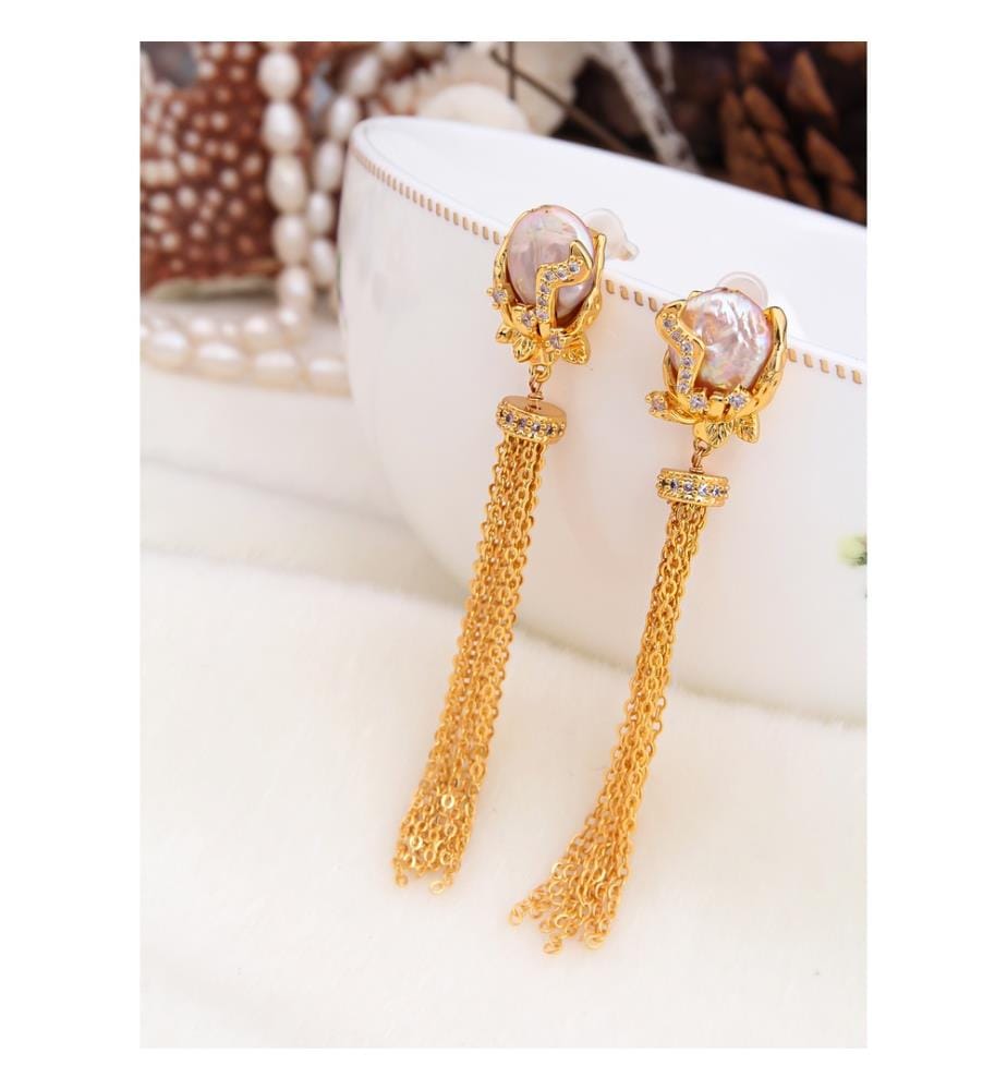 Boucles d'Oreilles Nacre - Gris
