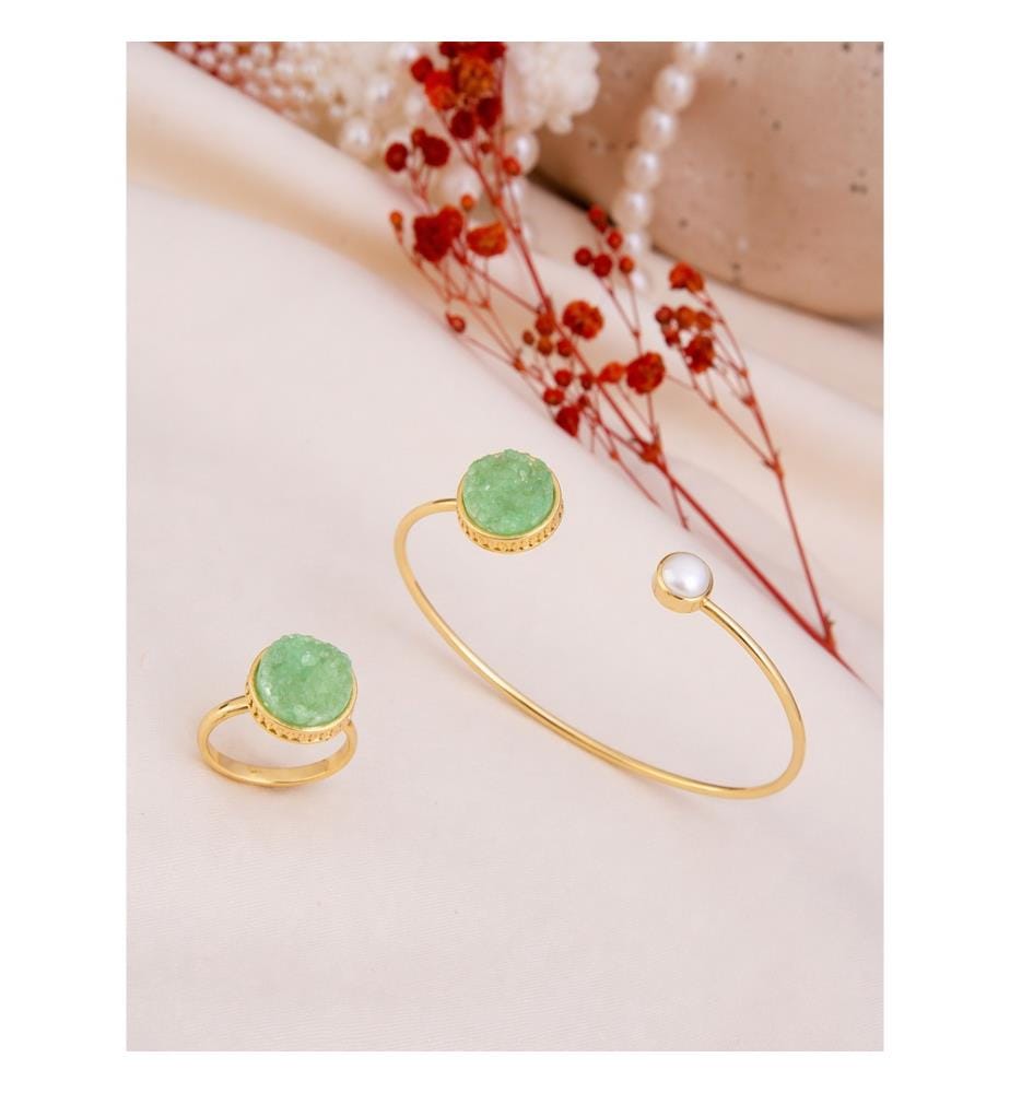 Set de Perle et Quartz - Vert et Blanc