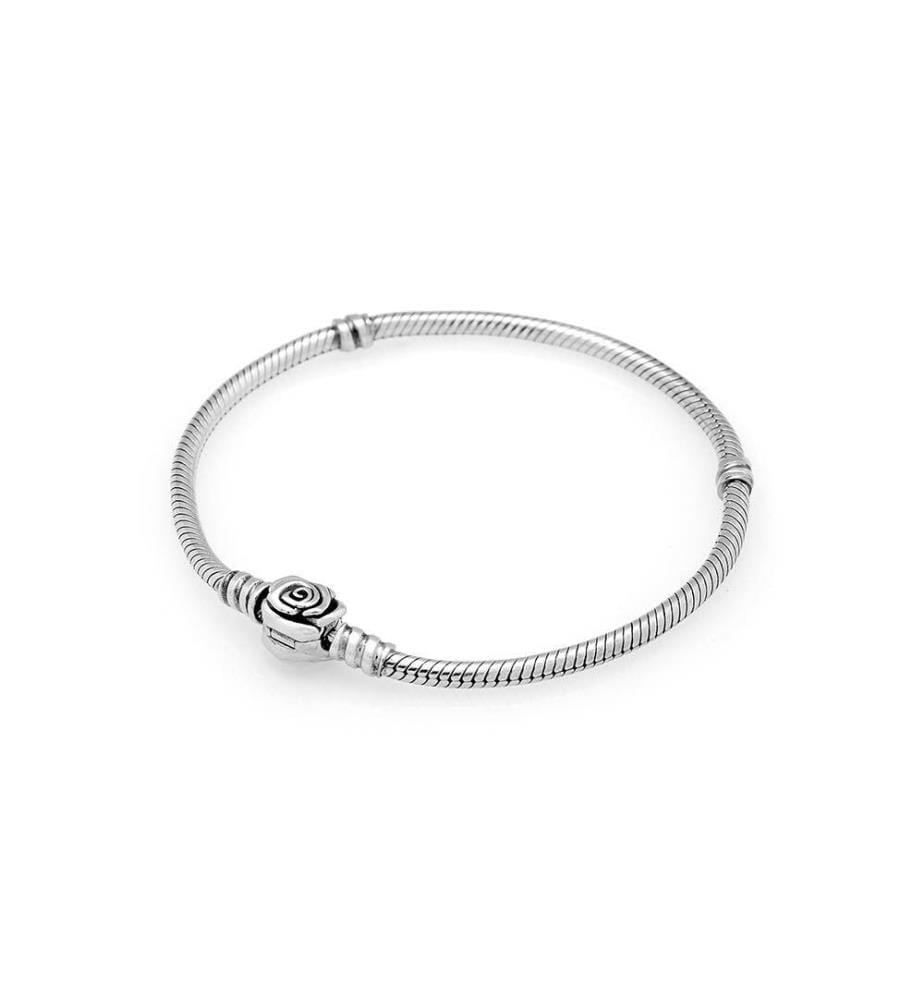 Bracelet Chaîne Serpent Fermoir Rose en Fleurs Moments