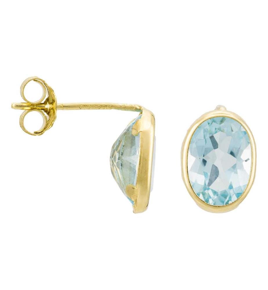 Boucles d'Oreilles Rond de Topaze - Or Jaune 375/1000