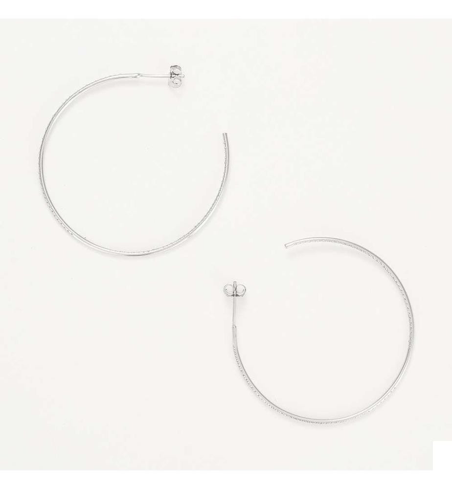 Boucles d'Oreilles Créoles Flamboyantes - Or Blanc 375/1000