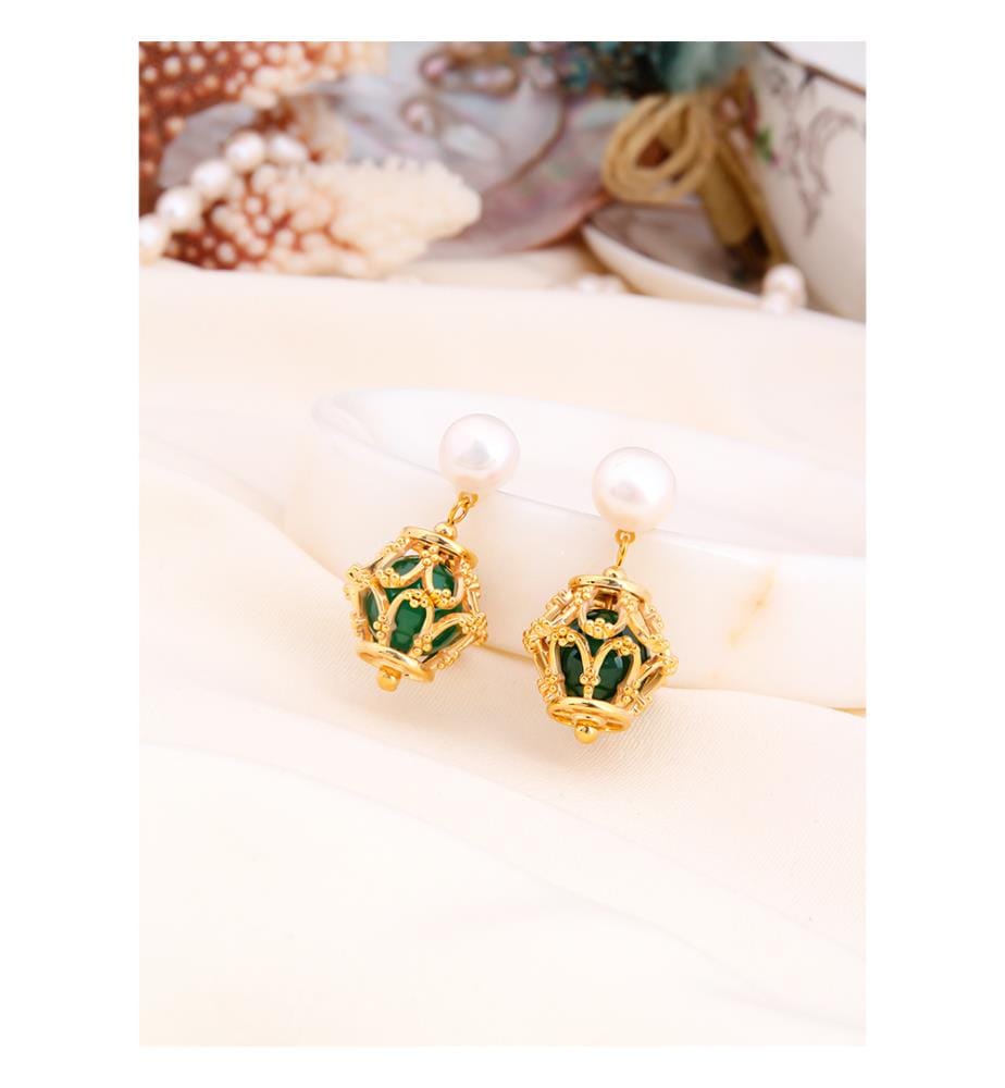 Boucles d'oreilles en agate et perles - Mélange de couleurs