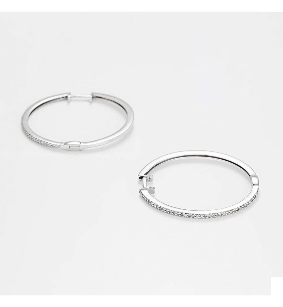 Boucles d'Oreilles Elégantes Créoles - Or Blanc 375/1000