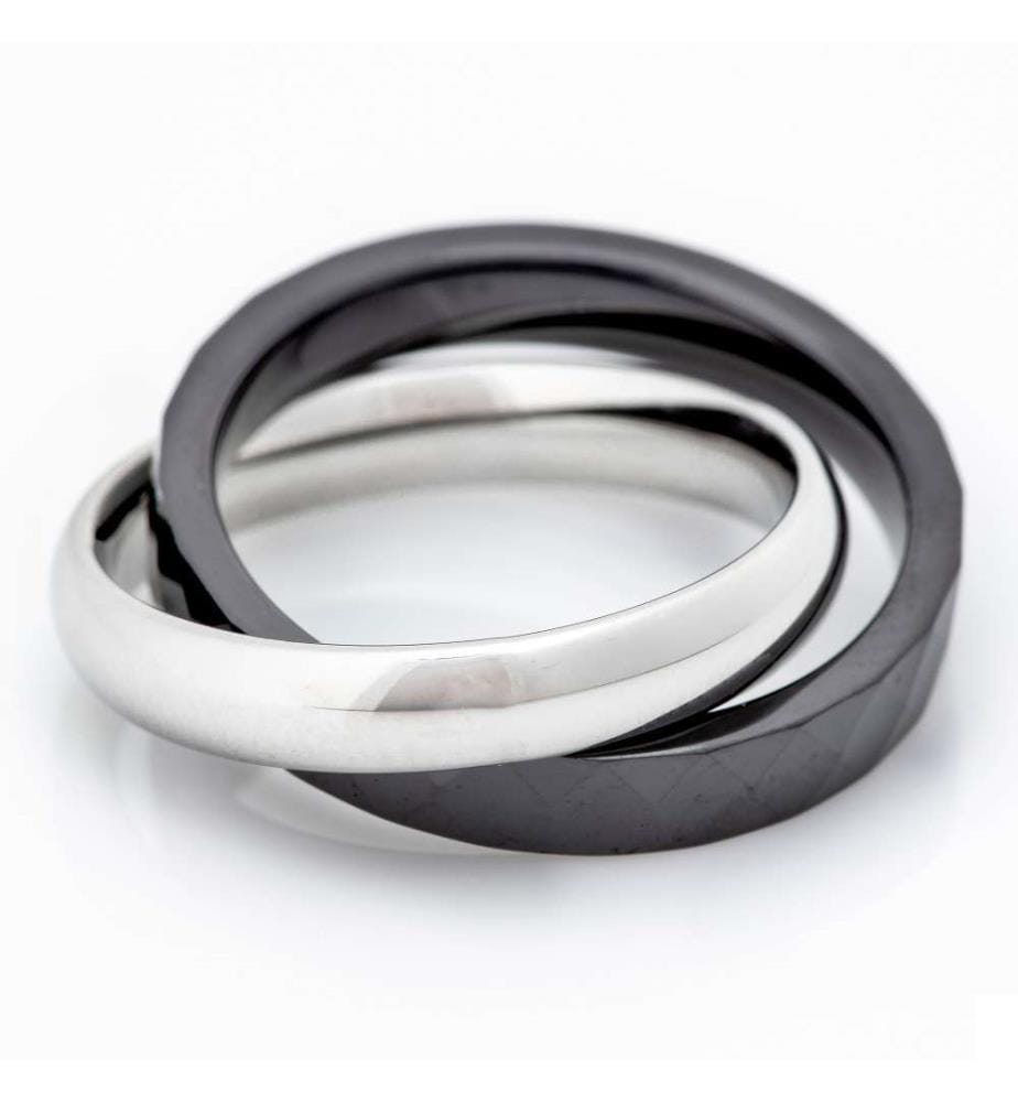 Bague Duo Steel & Ceramics - Noir