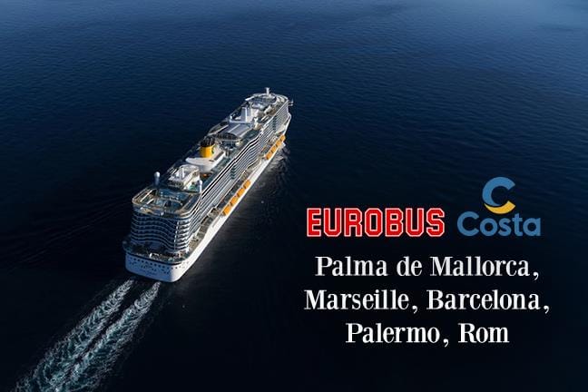 Départ le 05.12.2026  7 nuits en cabine vue mer avec pension complète et voyage en bus vers/depuis Savone pour 2 personnes