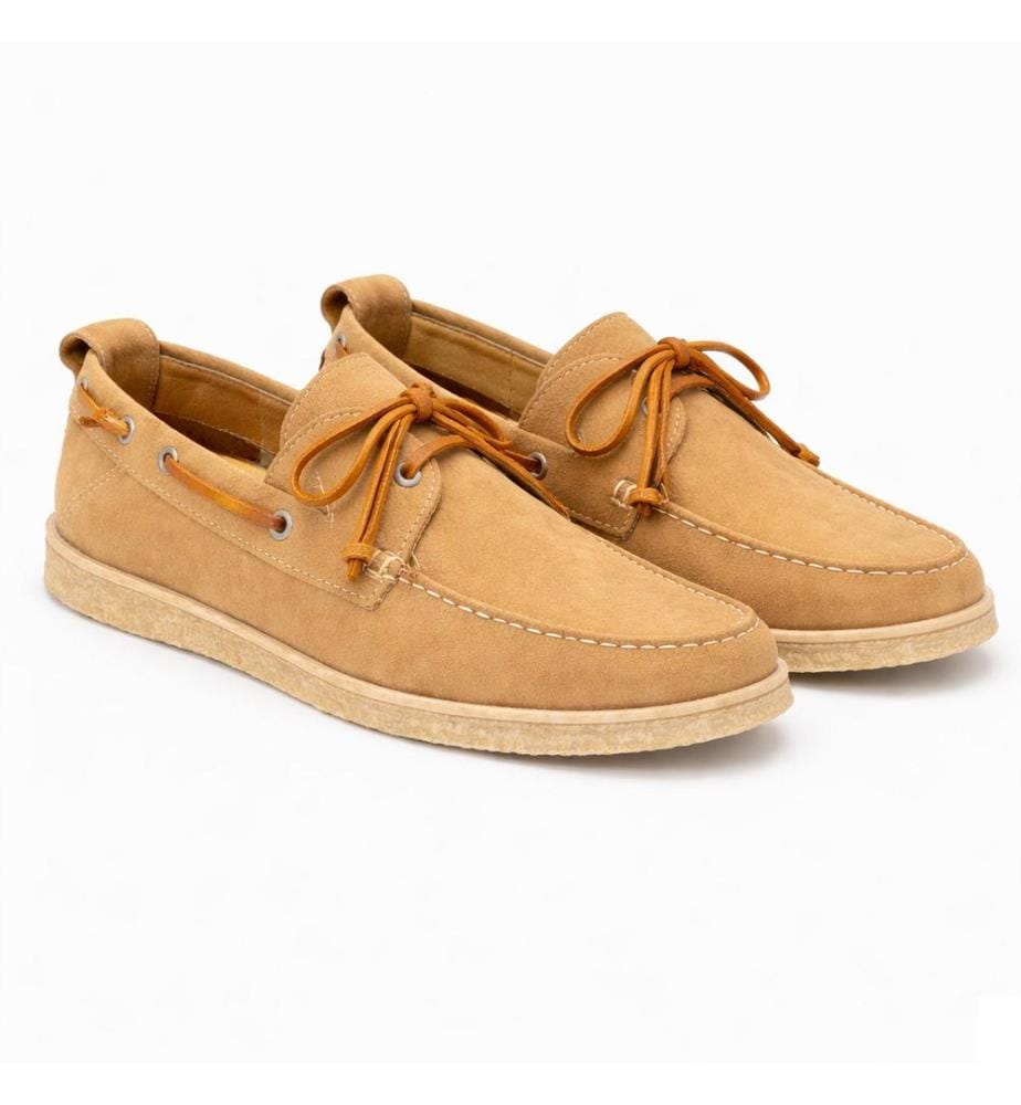 Chaussures bateau en nubuck - Beige
