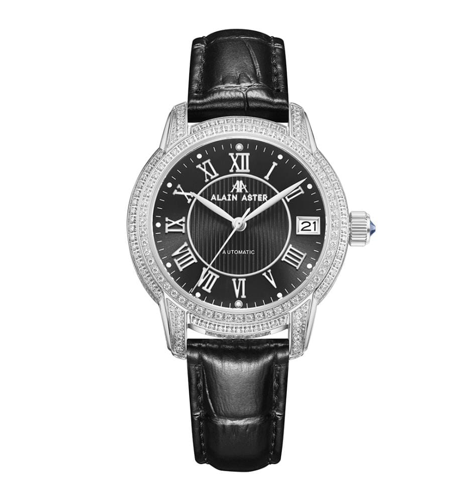 Montre automatique Impératrice en cuir - Noir