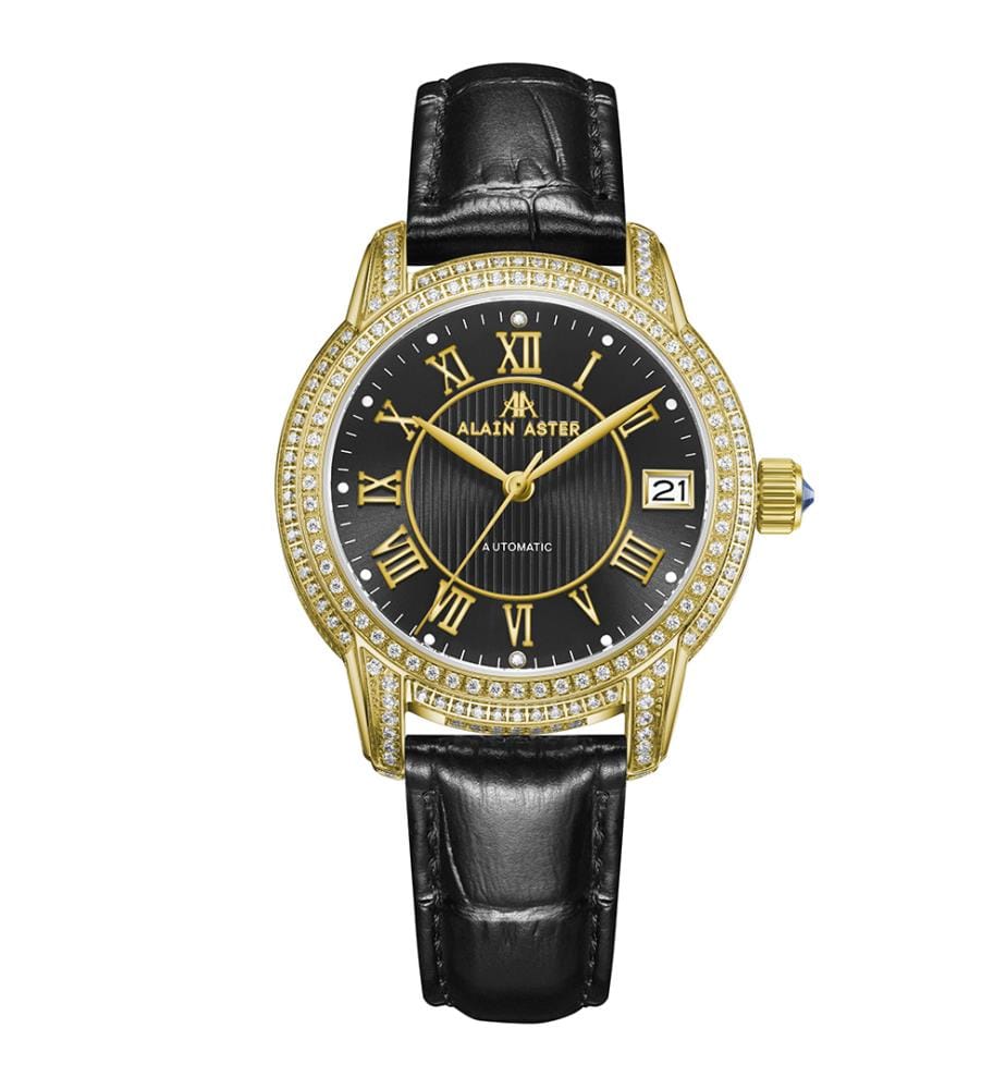 Montre automatique Impératrice en cuir - Noir