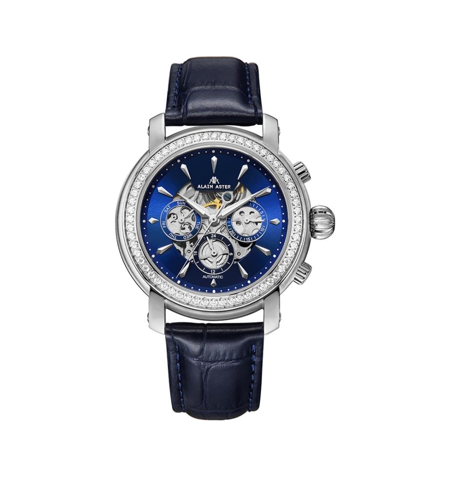 Montre automatique Princesse en cuir - Bleu