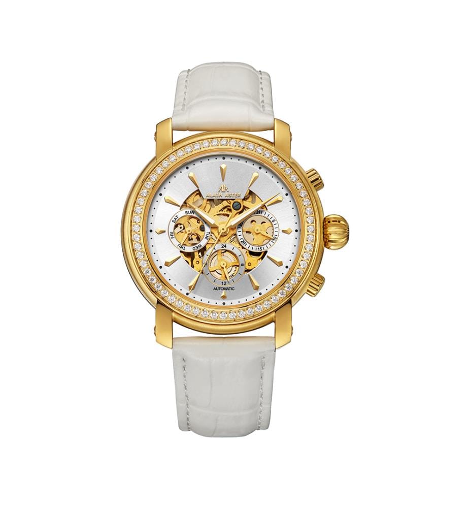 Montre automatique Princesse en cuir - Blanc