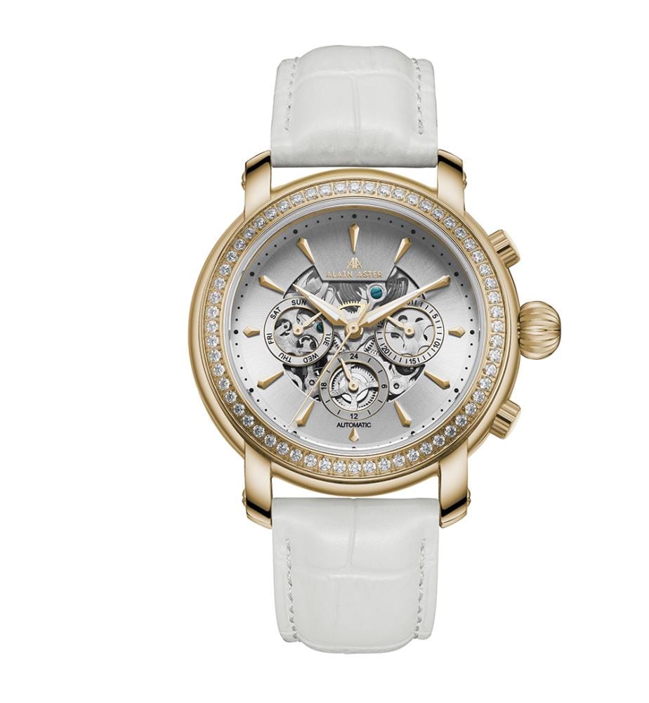Montre automatique Princesse en cuir - Blanc