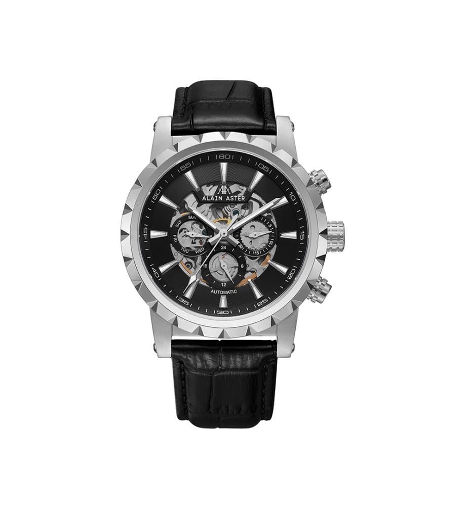 Montre automatique Cosmic en cuir - Noir