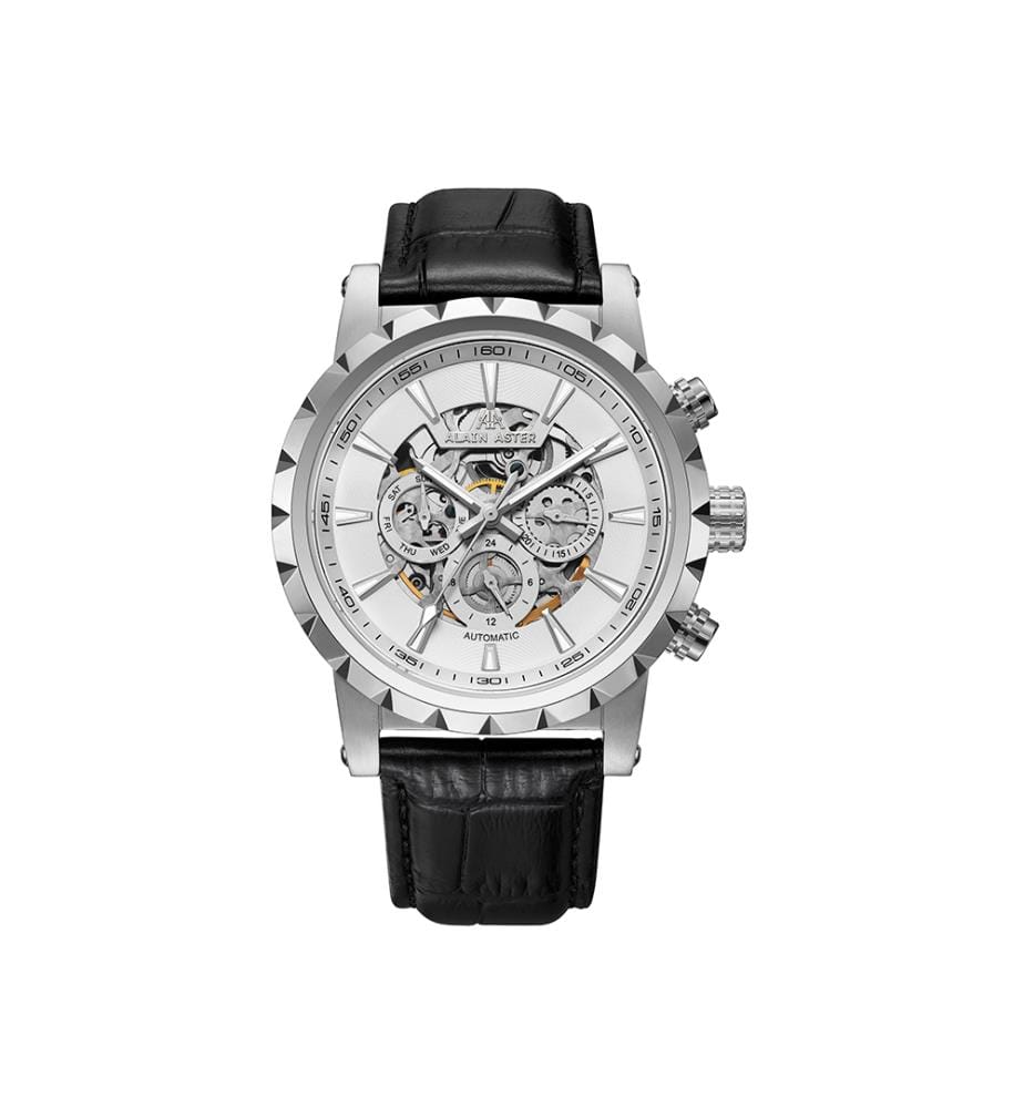 Montre automatique Cosmic en cuir - Noir