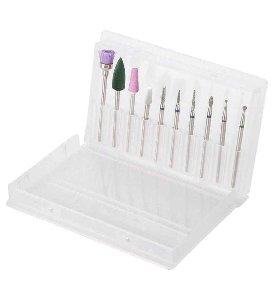 Kit de fraises pour ponceuse à ongles électrique - 10 types - Gris