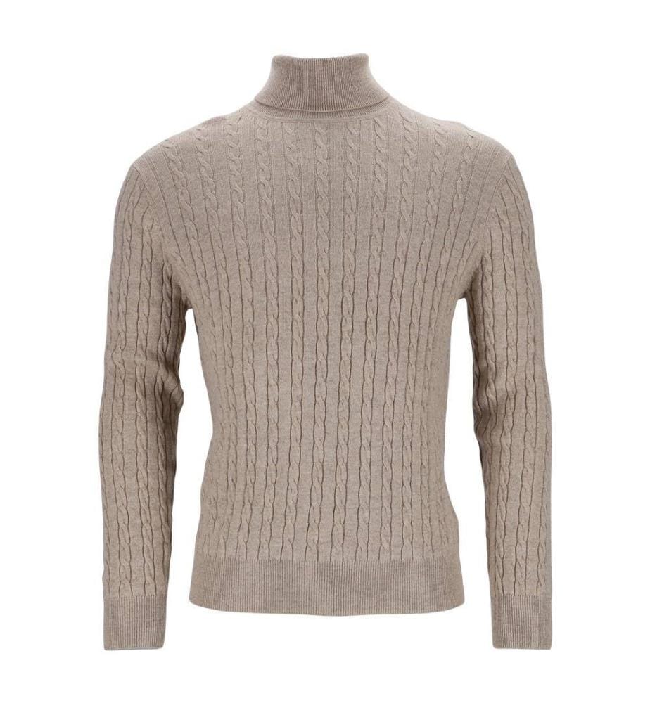 Pull col roulé - Beige naturel mélangé